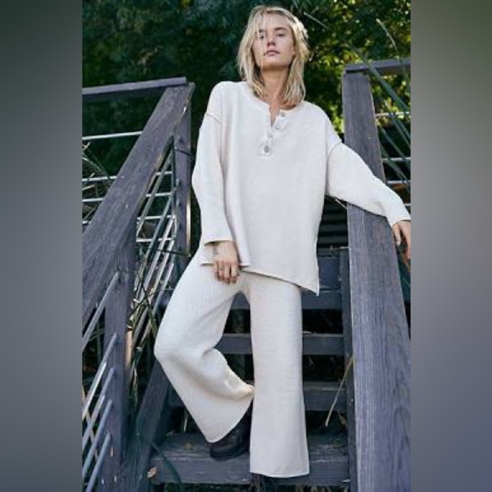 NWT Free People Hailee Sweater Set Au Lait Cream XS
